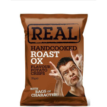 Real Crisps Hand Cooked Roast Ox Flavour 24 x 35g