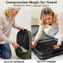 2Pcs Travel Vacuum Sealed Bag Vacuum Storage Bags with See-Through Window for Luggage Organizer, Backpack & Suitcases