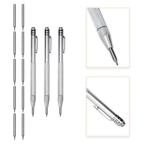 13PCS Carbide Scriber,Engraving Scriber Kit Carbide Tip Glass Metal Ceramic Stainless Steel Etching Pen Replacement Tips 2