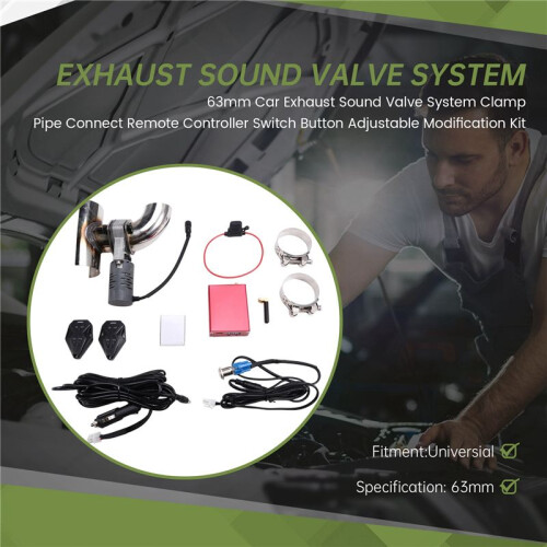 63mm Car Exhaust Sound Valve System Clamp Pipe Connect Remote Controller  Button Adjustable Modification Kit 1
