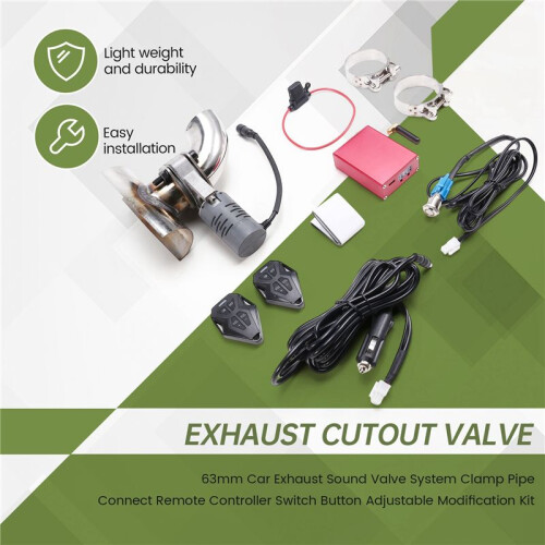 63mm Car Exhaust Sound Valve System Clamp Pipe Connect Remote Controller  Button Adjustable Modification Kit 2