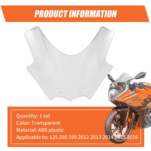 Motorcycle Windshield WindScreen Windshield Air Deflector for   125 200 390 2012 2013 2014 2015 2016 1