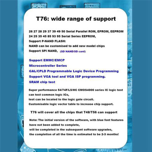 Para XGecu T76 USB3.0 Programmer Support EEPROMNAND NOR EMMC BGA, Minpro/TL866II/Programador com Wire Burning Socket
