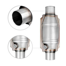 2X Convertitore Catalitico Universale di Ingresso/Uscita, con Porta O2 E Scudo Termico 53004 Convertitore Catalitico Nel Acciaio Inossidabile per Auto