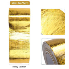 6X Reflecteer een Gouden Thermische Tape Luchtinlaat Warmte-Isolatie Shield Wrap Reflecterende Hittebarrière Zelfklevende Motor