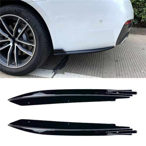 For - 5 Series G30 M-Tech 525I 530I 540I 2017+ Rear Bumper Lip Angle Diffuser Splitter Spoiler Protector Bright Black 2