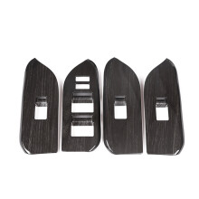 Window Lift Button Panel FJ150 J15 Door Handle Cover for Land Prado 150 2014-2018 Black Wood Grain