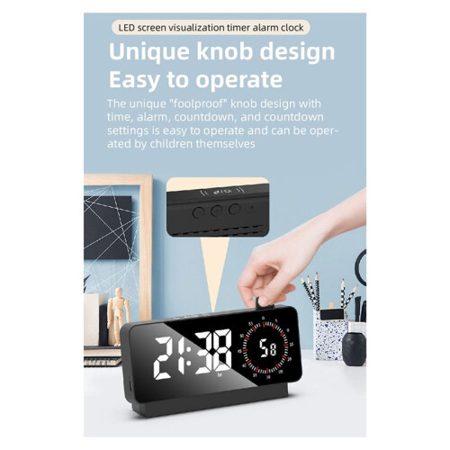 Digital Alarm Clock with -Meter Electronic Bedside Desk Clock with Temperature & Date Display White 1