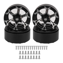 Roți prelucrate CNC de înaltă precizie, beadlock argintiu-negru de 1,9 inch pentru Axial SCX10, roți RC din aliaj cu design reutilizabil,