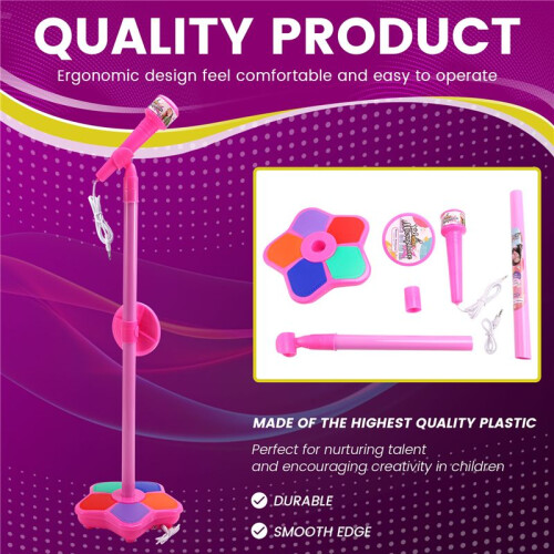 Kids Microphone with Light Stand Toy,Height-Adjustable Microphone,Brain-Training Educational Toys Birthday Gift 1