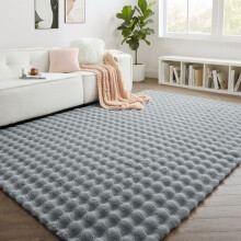 (160x230cm (5.4ft x 7.7ft), Grey) Bubble Rug Thick Non Slip Soft Fluffy Faux Fur Carpet 7cm Pile Height Bedroom Livingroom Rug