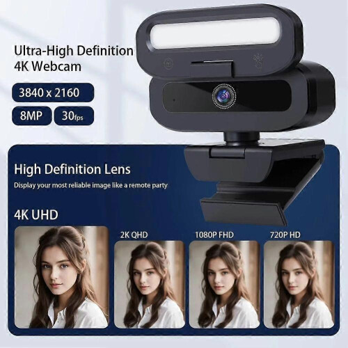4K 60FPS Live Webcam USB Autofocus Camera PC Draaibare Microfoon Invullicht Streaming Camera voor PC Laptop 1