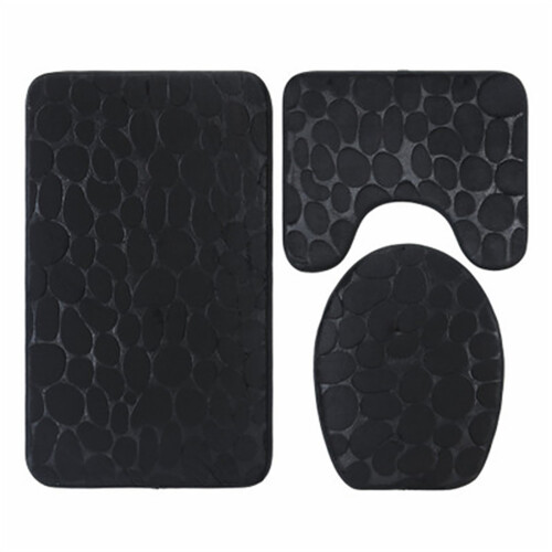 3-teiliges Set rutschfester Badezimmermatten – Polyester, 50 x 80 cm