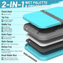 Stay Wet Palette for Acrylic Miniature Painting, Paint Tray Palettes with 50 PCS Wet Palette Paper, 2 Sponge