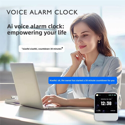 Clock Sound with Screen Visual AI Voice Chat,Wireless  Speaker,HD Display,Alarm Clock,Music Player 2