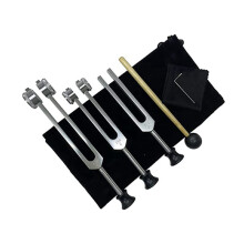 Conjunto de diapasões (128Hz, 256Hz, 512Hz) para terapia com martelo de silicone, ferramenta de reparo, pano de limpeza e bolsa de armazenamento
