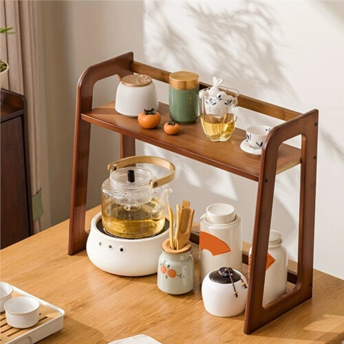 Cup Holder Storage Rack Desktop Doublelayer Coffee Cup Tea Set Storage Cup Rack Coffee Utensil Storage the Table Gift A 1