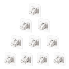 10Pcs Hooks for Curtain Rod Without Nails Curtain Rod Brackets No Drilling Self Adhesive Fixed Clip Curtain Bracket