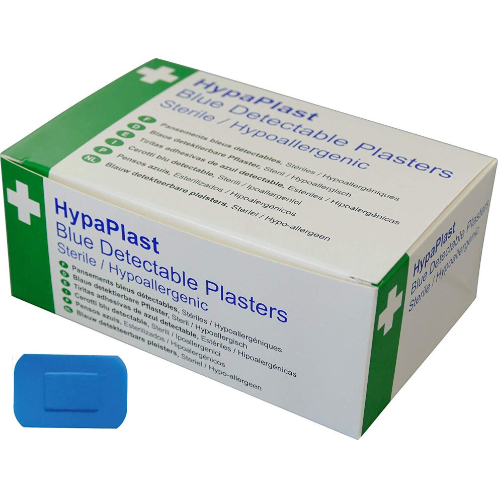 Safety First Aid Group Blue Hypaplast Catering Plasters, 7.2X5cm (Pack