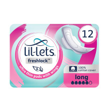 Lil-Lets Freshlock Ultra Thin Period Pads - 12 Count (1 Pack), Long A