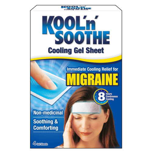 KOOL 'N' SOOTHE Migraine Cooling Gel Sheets, 4