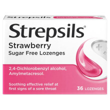 Strepsils Sore Throat Lozenges, Strawberry, 36 Total, Sore Throat Relief, Throat