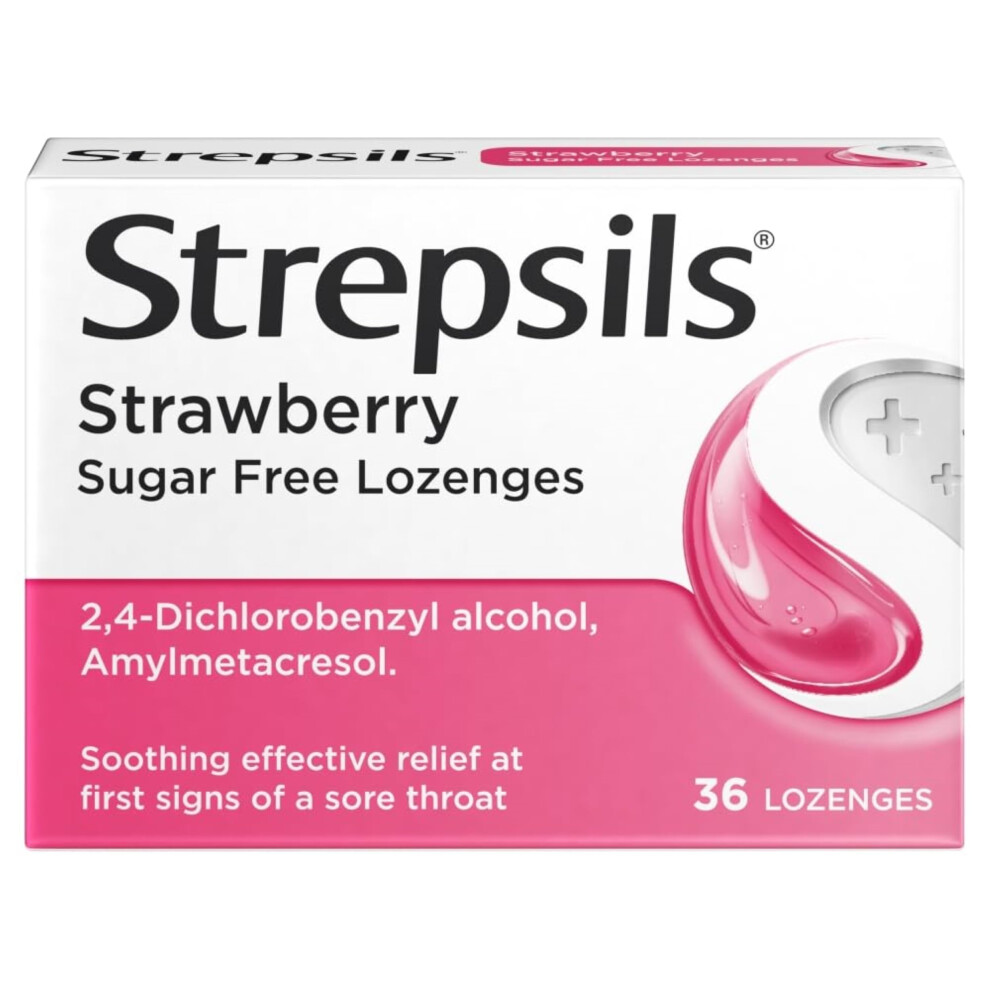 Strepsils Sore Throat Lozenges, Strawberry, 36 Total, Sore Throat Relief, Throat
