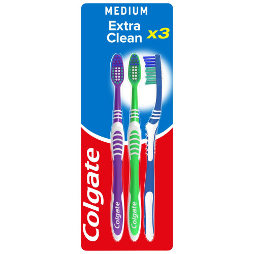 Colgate Colgate Extra Clean Medium Manual Toothbrush (Assorted) with a Cleaning Tip that