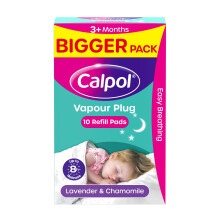 Calpol Vapour Plug Refills XL 10 Count (Pack of 1), Lavender & Chamomile, Helps with Clear and Easy Breathing, Vapour Plug In & Nightlight Refill Pad