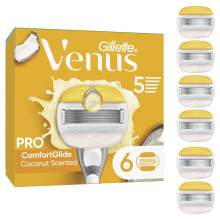 Gillette Venus Pro ComfortGlide Women’s Razor Blade Refills, Coconut Scent with Olay Moisture Bars, Pack of 6 Replacement Razor Cartridges