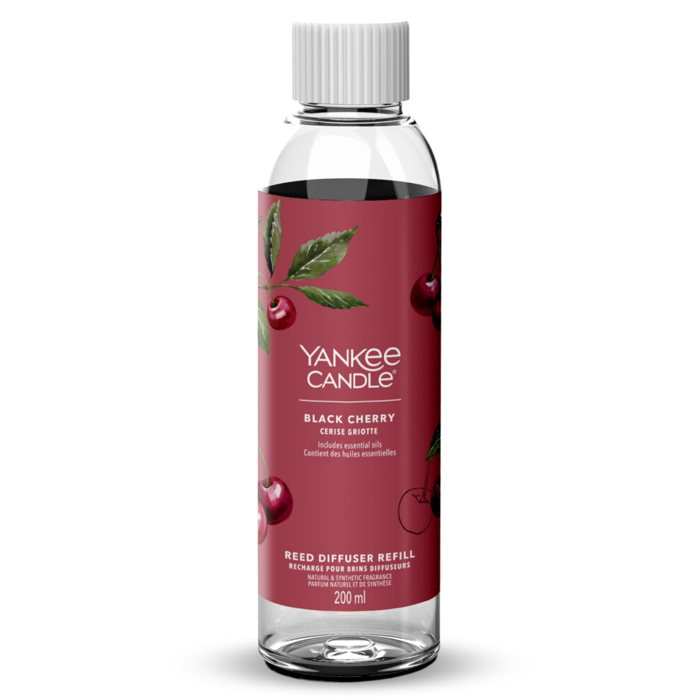 Yankee Candle Signature Reed Diffuser Refill | Cherry | 200Ml | Up To 20 Weeks Of Fragrance For Women Black