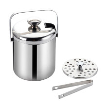 Ice Bucket with Lid and Tong Insulated Ice Bucket Stainless Steel Double Wall Champagne Wine Bottle with Strainer B