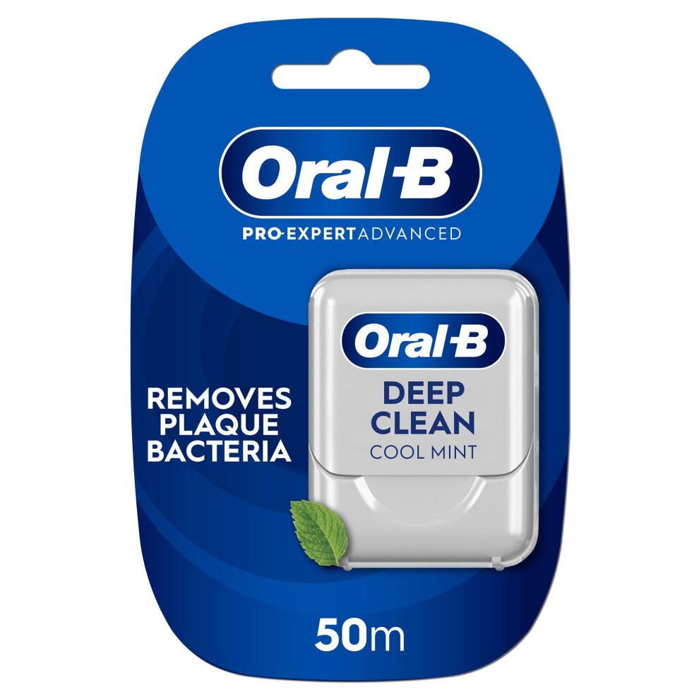 Oral-B Pro-Expert Advanced Waxed Dental Floss - Deep Clean - Removes Plaque - Cool Mint Flavour Dental Tape - 50M,1 Count