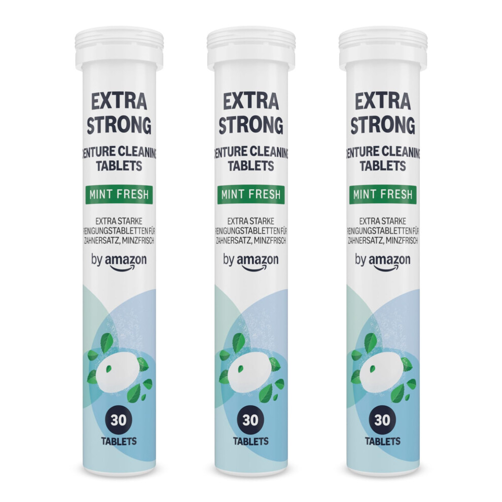 By Amazon Extra Strong Denture Cleaning Tablets - 3 Packs Of 30 Tablet