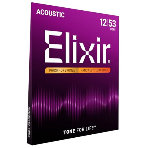 Elixir 16052 Strings Phosphor Bronze Acoustic Guitar Strings w NANOWEB