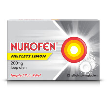 Nurofen Ibuprofen Meltlets, Lemon 200mg, 12 Tablets - Fast Pain, Migraine, Headache Relief, Cold & Flu Medicine for Adults, Self-Dissolving Over-The-