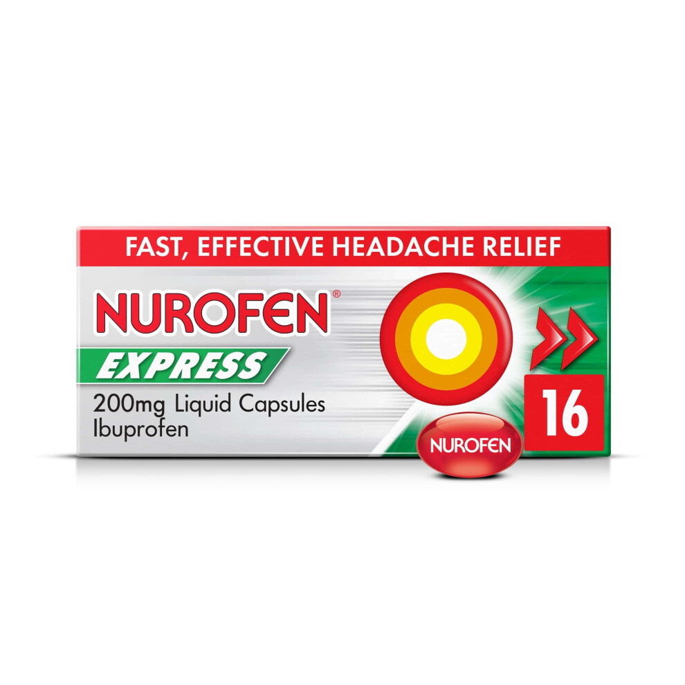 Nurofen Express Ibuprofen Liquid Capsules 200Mg, 16 Count - Fast-Actin