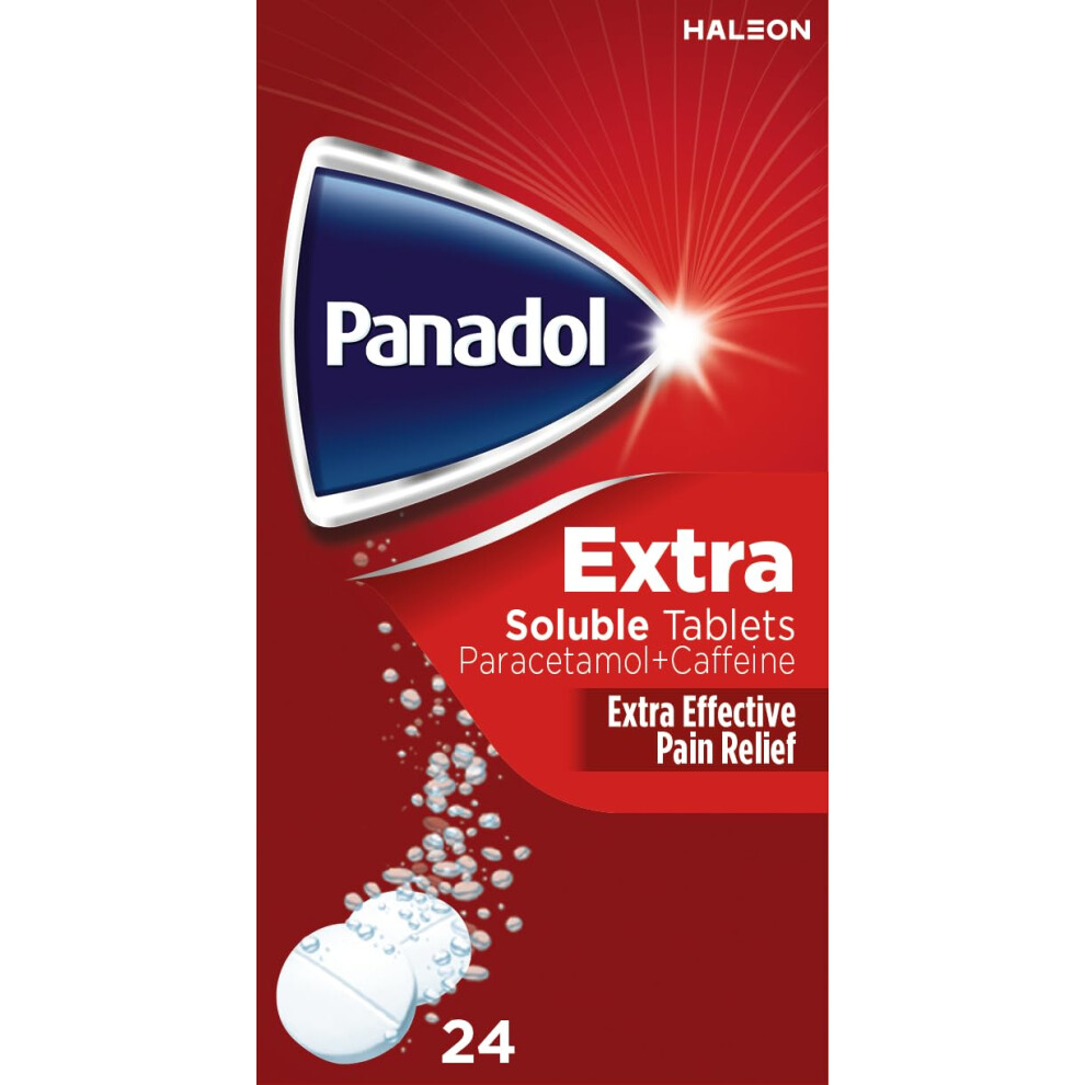 Panadol Extra Soluble Paracetamol Tablets 500Mg, Painkiller And Headache Relief With Caffeine,Pack Of 24