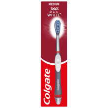 Colgate 360 Max White Sonic Power Medium Toothbrush - Whitening Toothbrush with Medium Bristles - Vibrating Polishing Bristles to Help Remove Surface