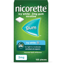 Nicorette Icy White 2mg Gum (105 Pieces), Discreet Stop Smoking and Stop Vaping