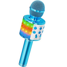 Ankuka Karaoke Wireless Microphone, 4 in 1 Handheld Bluetooth Microphones Speaker Karaoke Machine with Dancing LED Lights, Home KTV Player Compatible