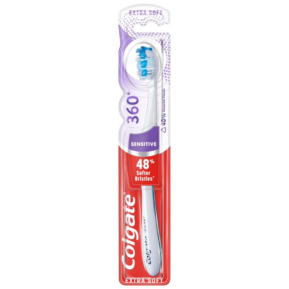 Colgate 360 Sensitive Extra Soft Manual Toothbrush - 48% Softer Bristl