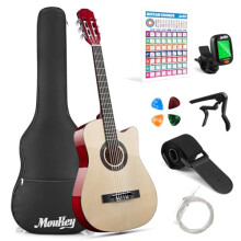Moukey 38" Acoustic Guitar for Beginners Kids Youth Adult Cutaway