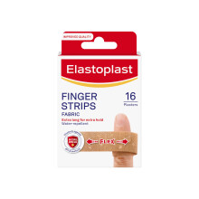 Elastoplast Extra Flexible Finger Strip Plasters (16 Pieces), Flexible and Durable Plasters for Fingers, Stretchy Fabric Plasters, Plasters Waterproo