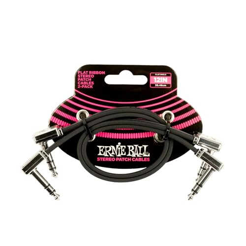 Ernie Ball 12" Flat Ribbon Stereo Patch Cable 2-Pack -