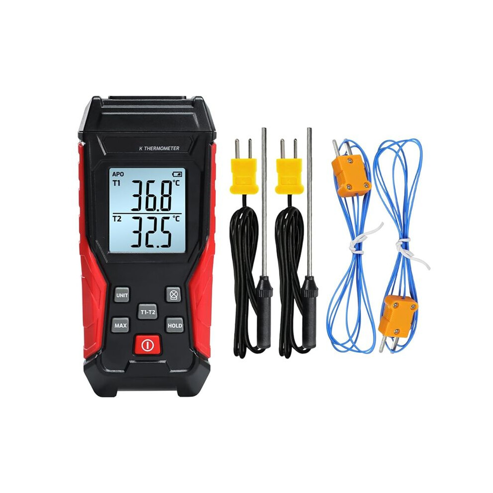 Digital Thermocouple-Thermometer Dual Channel K Type Thermometer(-328-2501) LCD Display Temperature-Tester for K Type