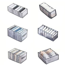 6PC- Closet Organizer for Socks Home Separated Underwear Storage Box 7/9/11 Grids Jeans Bra Organizer Foldable Drawer