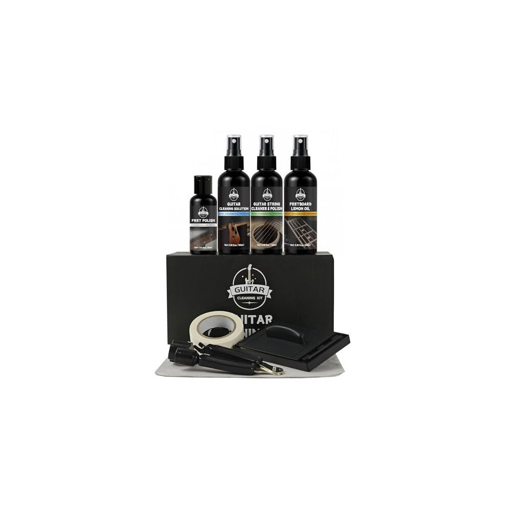 Dingsen Guitar Cleaning Kit - 8-Piece Professional Maintenance Set With Guitar Cleaner, Fretboard Oil, Polish Wax, String Cleaner, 3-In-1 Cutter & Mi 83516610
