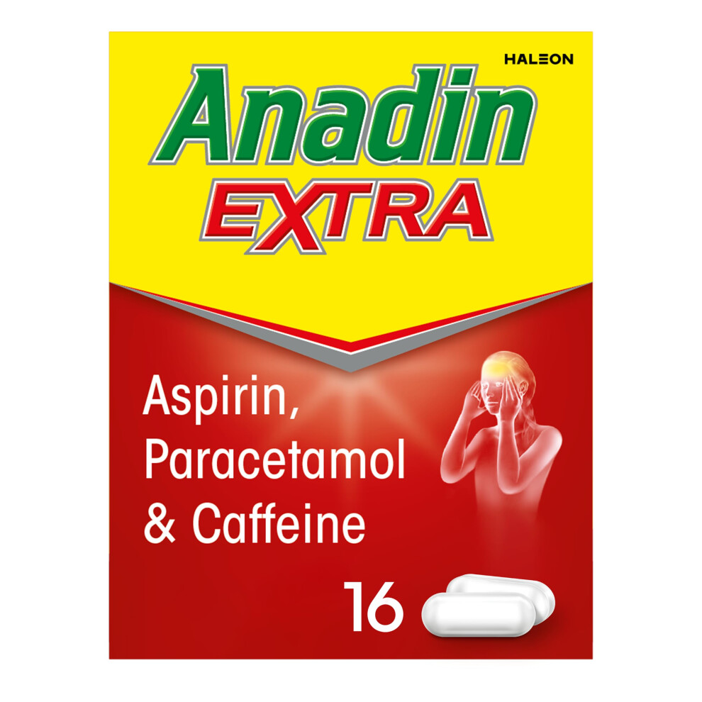 Anadin Extra Pain Relief Tablets, Migraine And Headache Pain Killers With Aspirin And Caffeine, Pack Of 16
