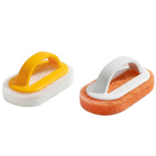 2 Pcs Kitchen Cleaning Bathroom Toilet Wall Cleaning Bath Brush Plastic Handle Sponge Bath Bottom Bath Brush, 1 & 2